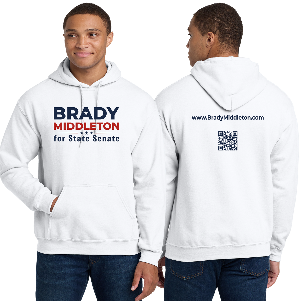 Branded Men's White Heavy Blend Hoodie