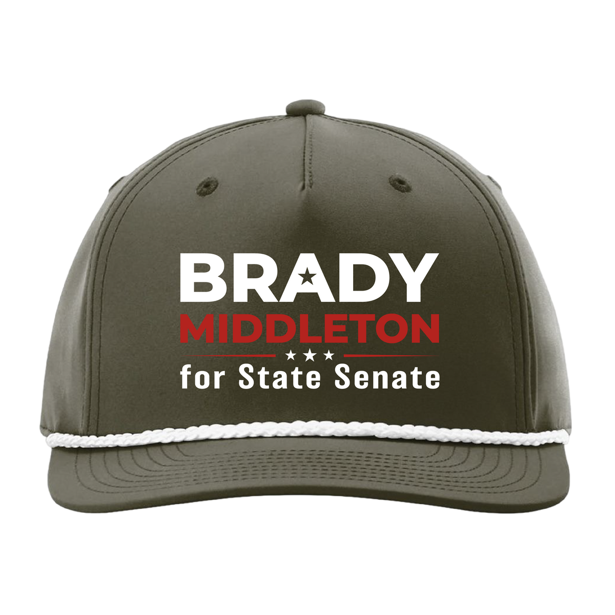 Branded Dark Olive with White Rope 5-Panel Classic Rope Cap