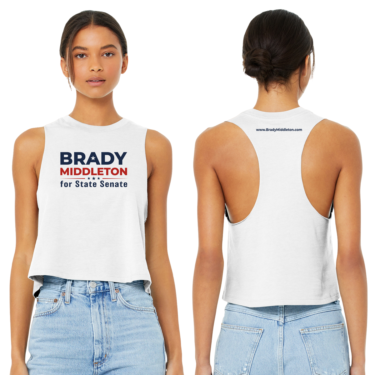 Branded Women's White Raceback Tank