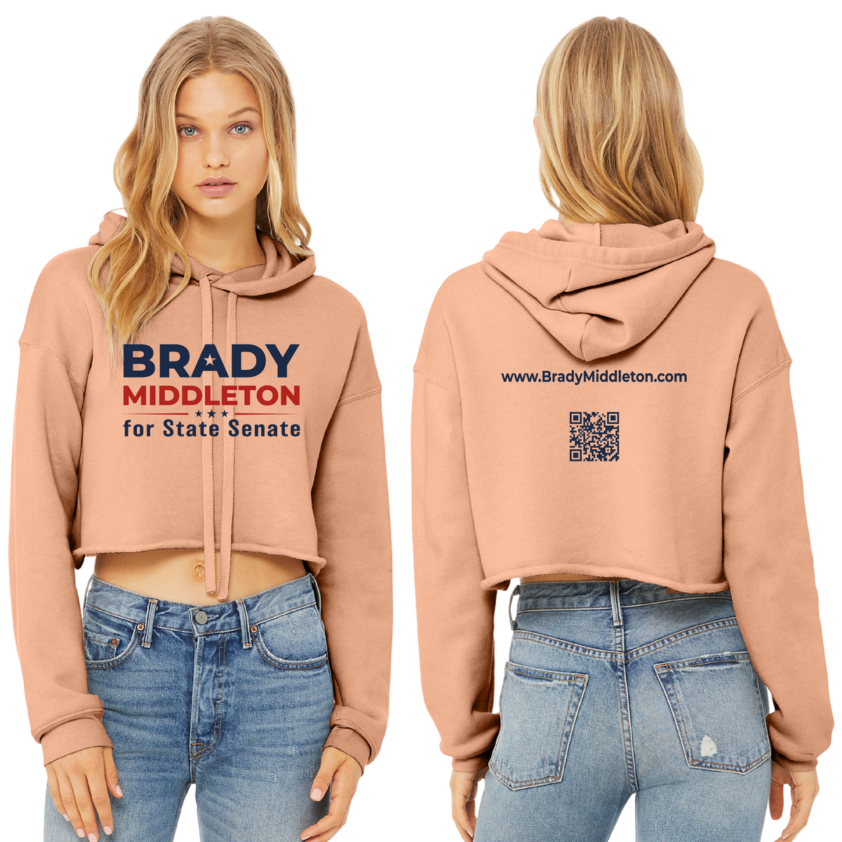 Branded Women's Peach Cropped Hoodie